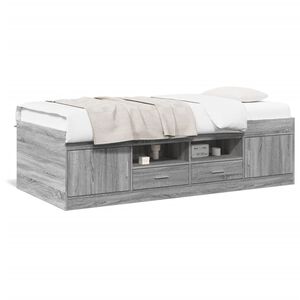 vidaXL Sof&aacute; cama con cajones sin colch&oacute;n gris Sonoma 100x200 cm