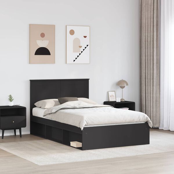 vidaXL Estructura de cama Negro 120 x 190 cm Madera de pino macizo