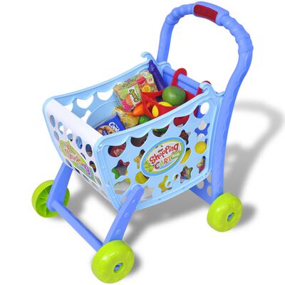 Carrito de la compra de juguete 3 en 1 para niños (Azul)
