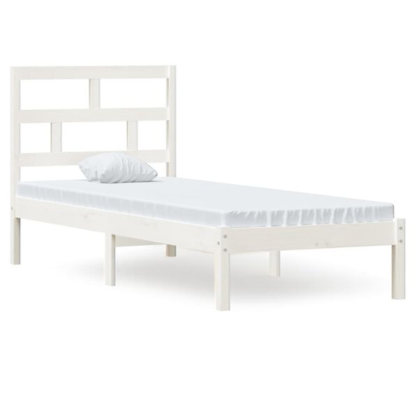 vidaXL Estructura de cama individual madera maciza blanco 75x190 cm
