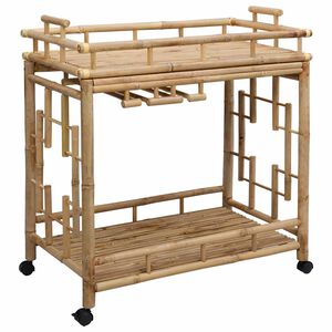 vidaXL Carro de Vino con Ruedas Natural 85 x 50 x 93 cm Bamb&uacute;
