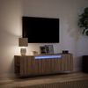 vidaXL Mueble de TV de pared con luces LED marr&oacute;n roble 135x31x39,5 cm