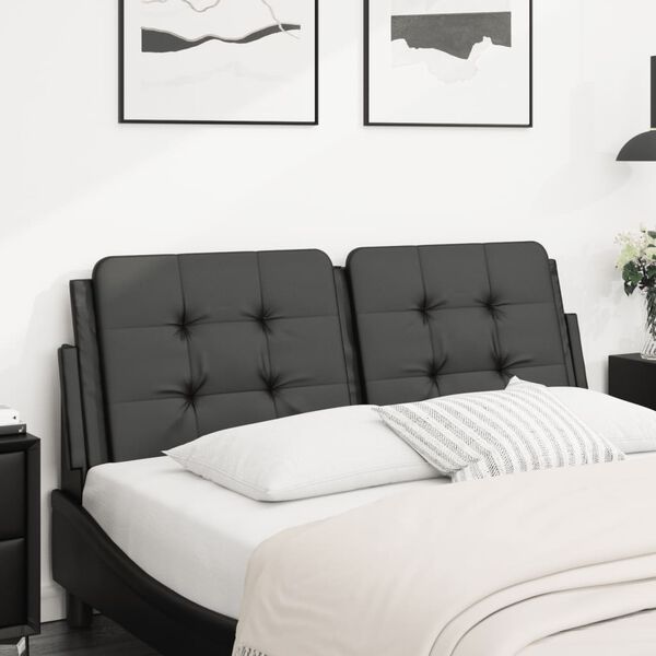 vidaXL Cabecero de cama acolchado Zadar cuero sint&eacute;tico negro 140 cm