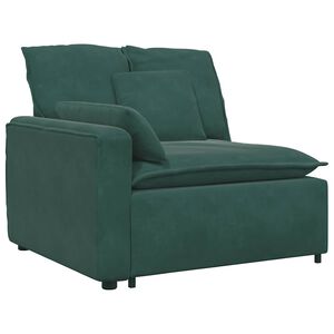 vidaXL M&oacute;dulo de reposabrazos para sof&aacute; modular con cojines, color verde oscuro, 100 cm