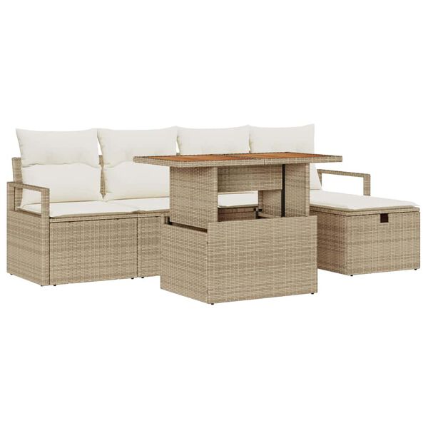 vidaXL Conjunto de sofá de jardín 6 pcs Beige ratán sintético