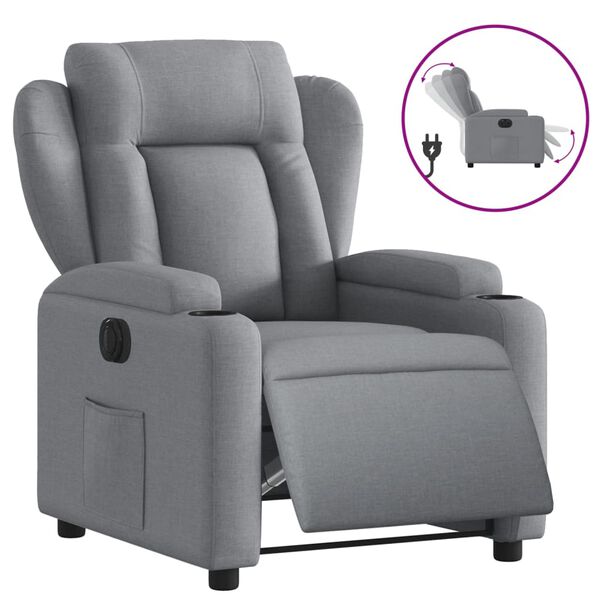 vidaXL Sill&oacute;n reclinable el&eacute;ctrico tela gris claro