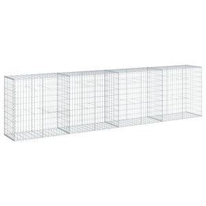 vidaXL Cesta de gaviones con cubierta hierro galvanizado 400x50x100 cm