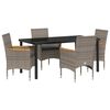 vidaXL Conjunto de Comedor de Jard&iacute;n 5 uds. Gris rat&aacute;n sint&eacute;tico