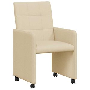 vidaXL Sillas de Comedor con Ruedas 2 uds. tela Crema 58 x 65 x 94 cm
