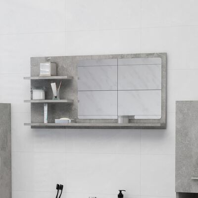vidaXL Espejo de baño aglomerado gris hormigón 90x10,5x45 cm