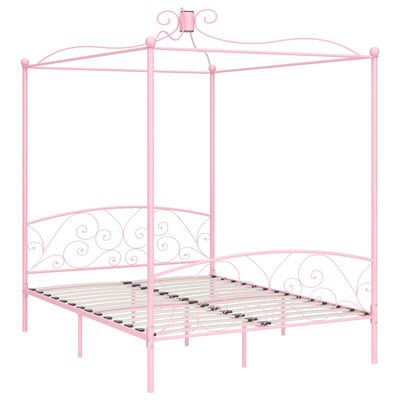 vidaXL Estructura de cama con dosel metal rosa 180x200 cm