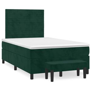 vidaXL Cama box spring con colch&oacute;n terciopelo verde oscuro 120x200 cm