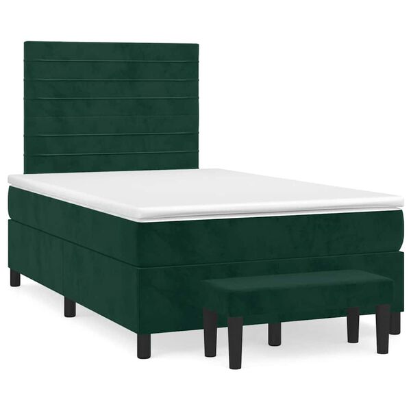 vidaXL Cama box spring con colch&oacute;n terciopelo verde oscuro 120x200 cm