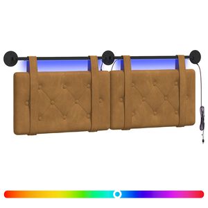 vidaXL Cabecero colgante Con luz LED Marr&oacute;n Terciopelo