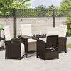 vidaXL Conjunto de Comedor de Jard&iacute;n 5 pcs Marr&oacute;n rat&aacute;n sint&eacute;tico