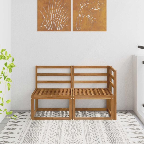 vidaXL Sof&aacute; de esquina y centro para exterior 2 Pieza Natural