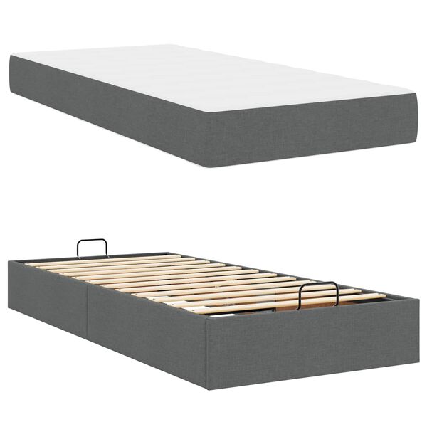 vidaXL Estructura de cama con colch&oacute;n 2 pcs Gris Tenue tela