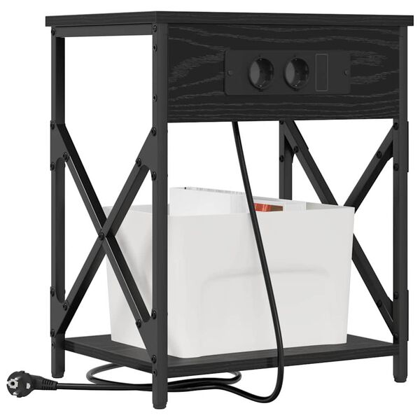 vidaXL Armario de Noche Roble Negro 41 x 31 x 51 cm