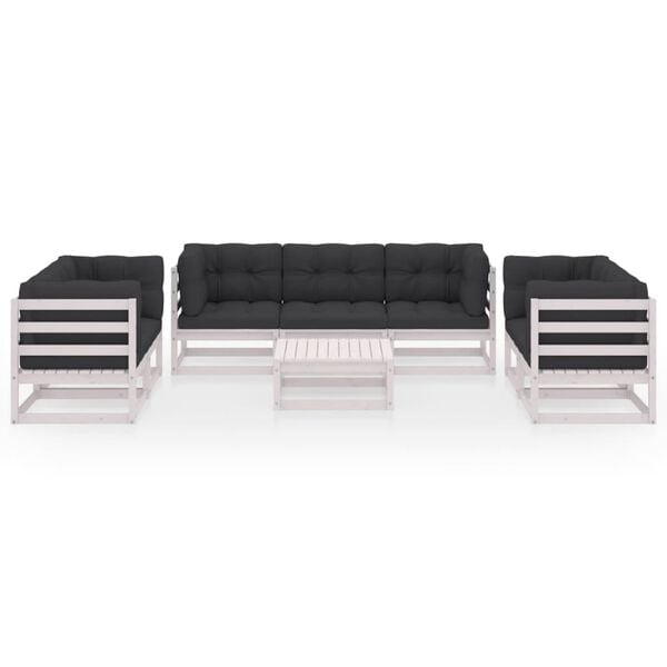 vidaXL Muebles de jard&iacute;n 8 piezas con cojines de madera de pino maciza
