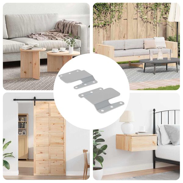 vidaXL Soporte de Montaje Flush 2 pcs Plateado 75 x 66 mm Acero