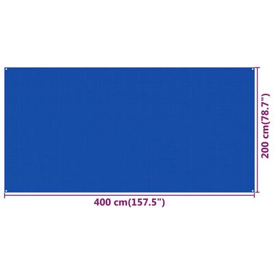 vidaXL Alfombra para tienda de campaña HDPE azul 200x400 cm