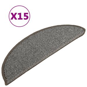 vidaXL Felpudos para escaleras (15 unidades, 56 x 17 x 3 cm, gris, semicirculares)