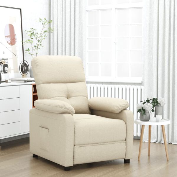 vidaXL Sill&oacute;n reclinable de tela crema