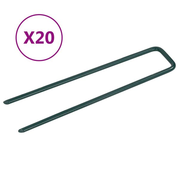 vidaXL Clavos para c&eacute;sped artificial 20 piezas de hierro forma de U