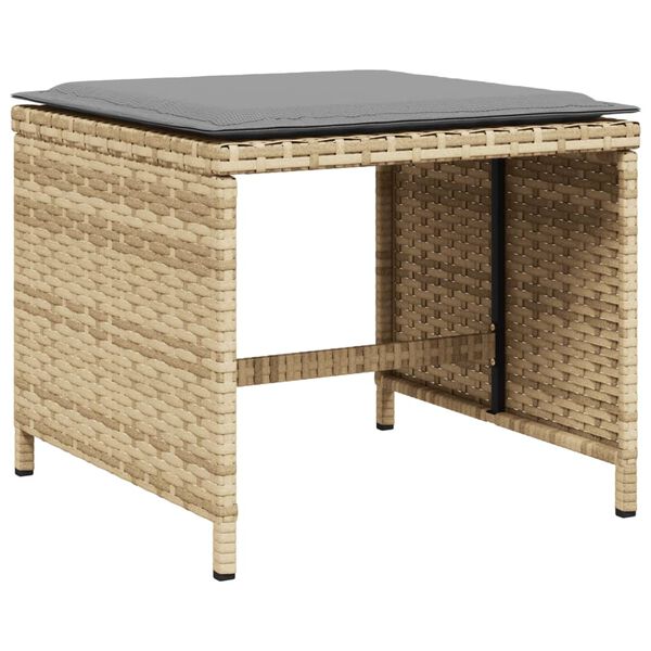 vidaXL Set comedor de jard&iacute;n 17 pzas con cojines rat&aacute;n sint&eacute;tico beige