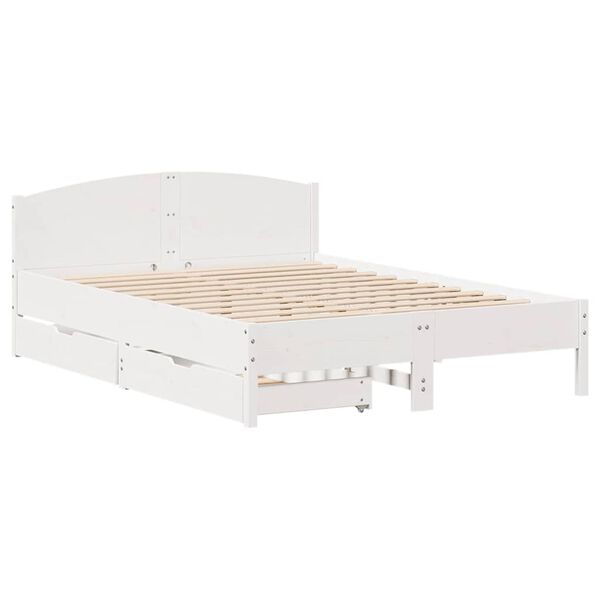 vidaXL Estructura de cama sin colch&oacute;n madera maciza blanca 120x190 cm