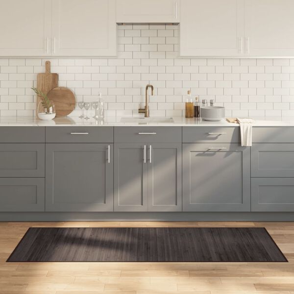 vidaXL Alfombra rectangular bamb&uacute; marr&oacute;n oscuro 70x200 cm