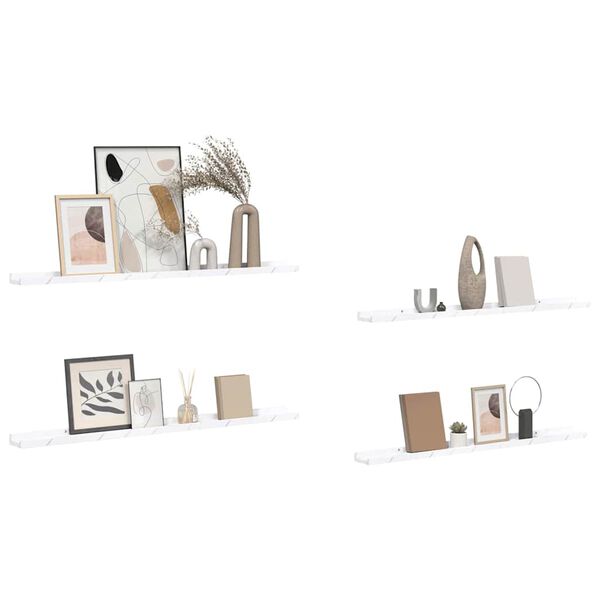 vidaXL Estante de pared con estante 4 pcs M&aacute;rmol 100 x 9 x 3 cm