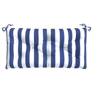 vidaXL Coj&iacute;n de banco de jard&iacute;n tela a rayas azul y blanco 110x50x7 cm