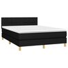 vidaXL Cama box spring colch&oacute;n y luces LED tela negro 140x190 cm