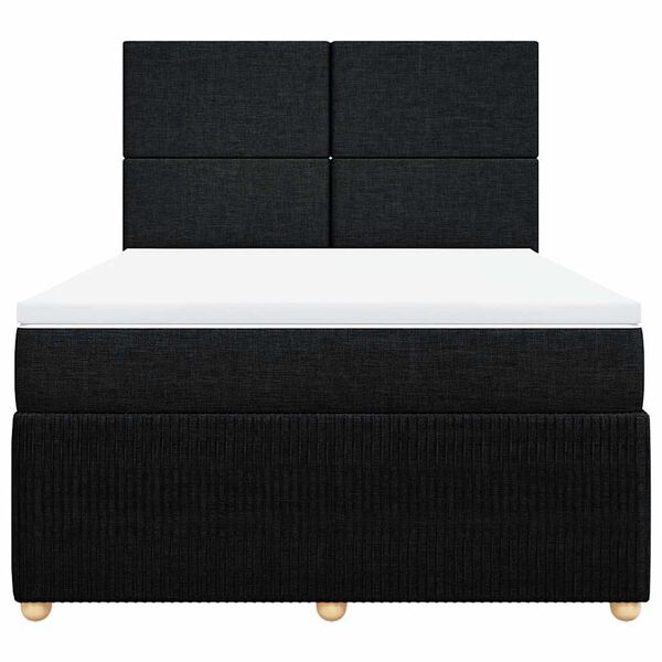 vidaXL Cama box spring con colch&oacute;n tela negro 140x190 cm