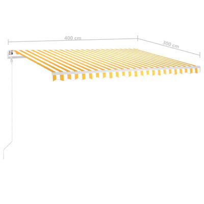 vidaXL Toldo manual retráctil con LED amarillo y blanco 4x3 m