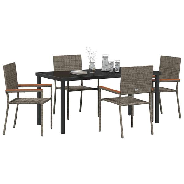 vidaXL Conjunto de Comedor de Jard&iacute;n 5 pcs Gris rat&aacute;n sint&eacute;tico
