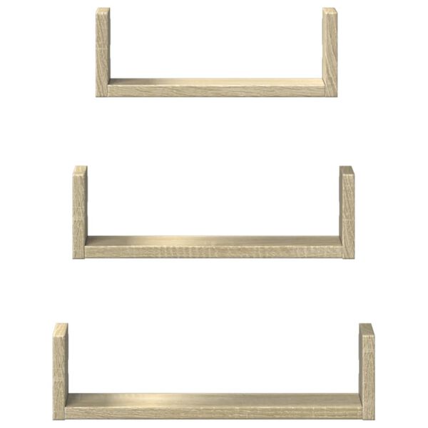 vidaXL Estante de pared 3 unidades madera de ingenier&iacute;a roble Sonoma