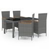 vidaXL Set de comedor de jard&iacute;n 5 pzas y cojines rat&aacute;n sint&eacute;tico gris
