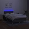 vidaXL Cama box spring con colch&oacute;n y LED tela gris oscuro 120x200 cm