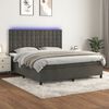 vidaXL Cama box spring colch&oacute;n y LED terciopelo gris oscuro 160x200 cm