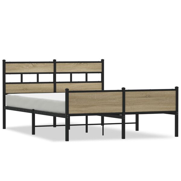 vidaXL Estructura de cama sin colch&oacute;n madera roble Sonoma 150x200 cm