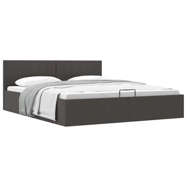 vidaXL Cama canap&eacute; hidr&aacute;ulica de almacenaje sin colch&oacute;n gris 180x200cm