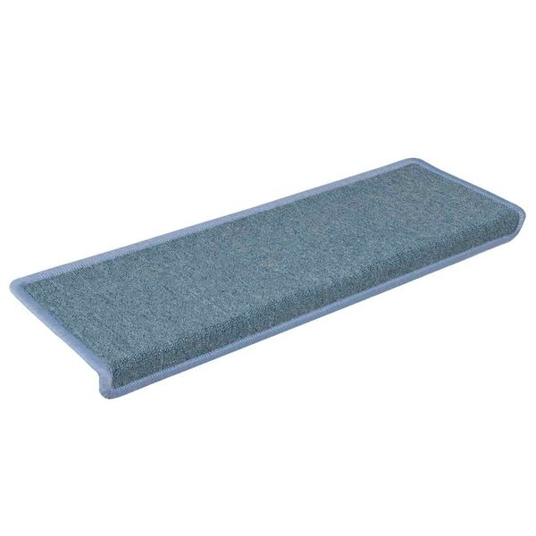 vidaXL Alfombrillas para escaleras 30 unidades 65x21x4 cm Azul Mar Borde Rectangular