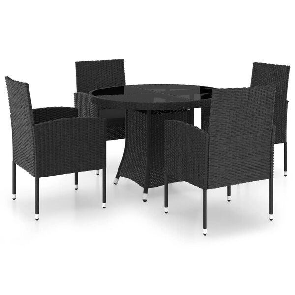 vidaXL Juego de comedor para jardín 5 piezas ratán sintético negro