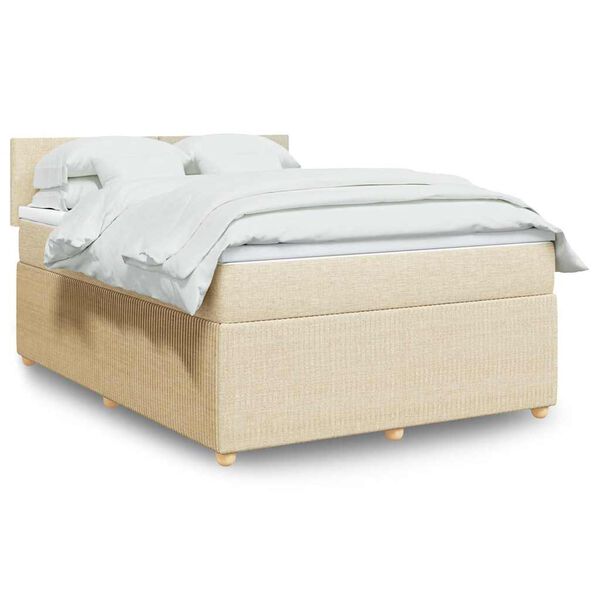 vidaXL Cama box spring con colch&oacute;n tela color crema 140x200 cm