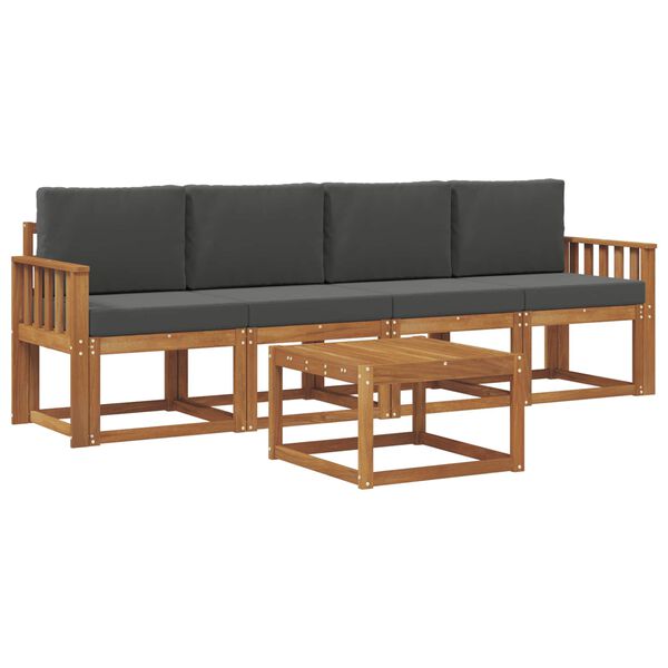 vidaXL Conjunto de sof&aacute;s de exterior 5 pcs Natural y Antracita