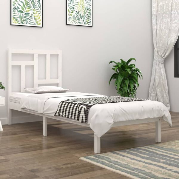 vidaXL Estructura de cama sin colchón madera de pino blanca 90x200 cm