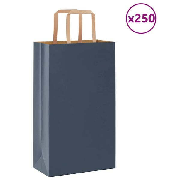 vidaXL Bolsas de papel con asas 250 uds azul 21x11x36 cm