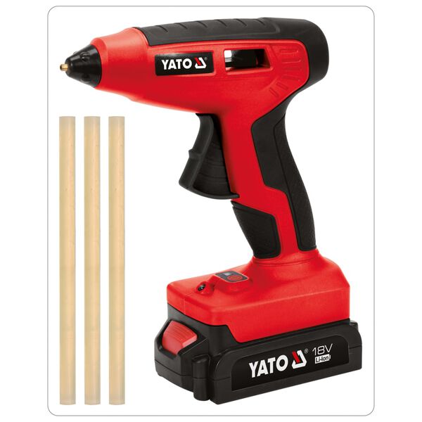 YATO Pistola de pegamento alto flujo bater&iacute;a ion-litio 1,5Ah 11mm 18V